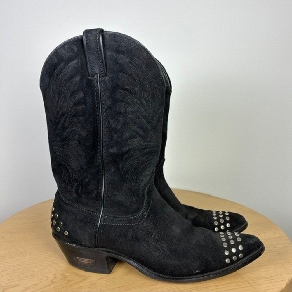 Vintage Leather Suede Studded Western Cowboy Boots Pointed Toe Men's 11.5